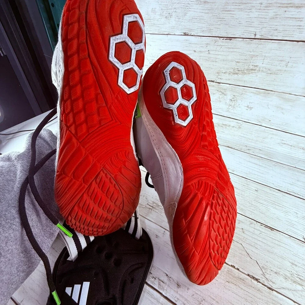 Rudis JB Elite Wrestling Shoes Mens 6.5 Womens 8 Gray Red and Adidas‎ Headgear